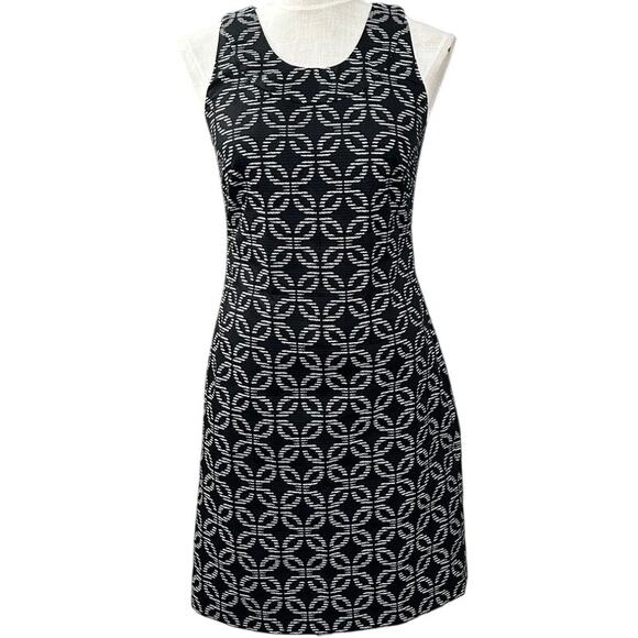 Evan Picone Geometric Sheath Dress 4 Black Gray Sleeveless Career Cocktail Party - Picture 3 of 13